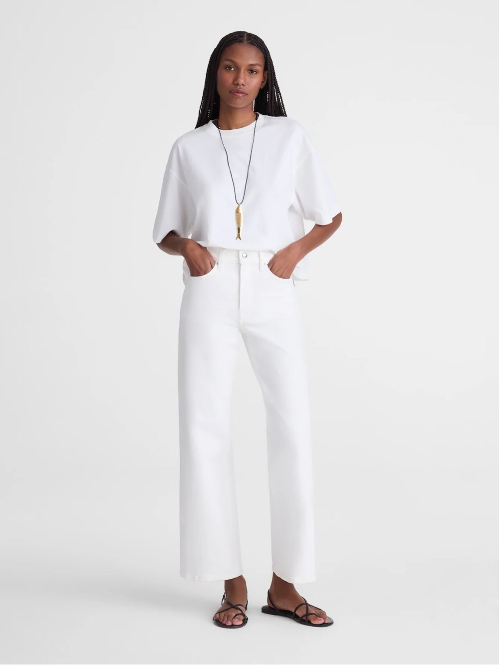 The Short Wide-Leg Crop Jean in Super Stretch Denim